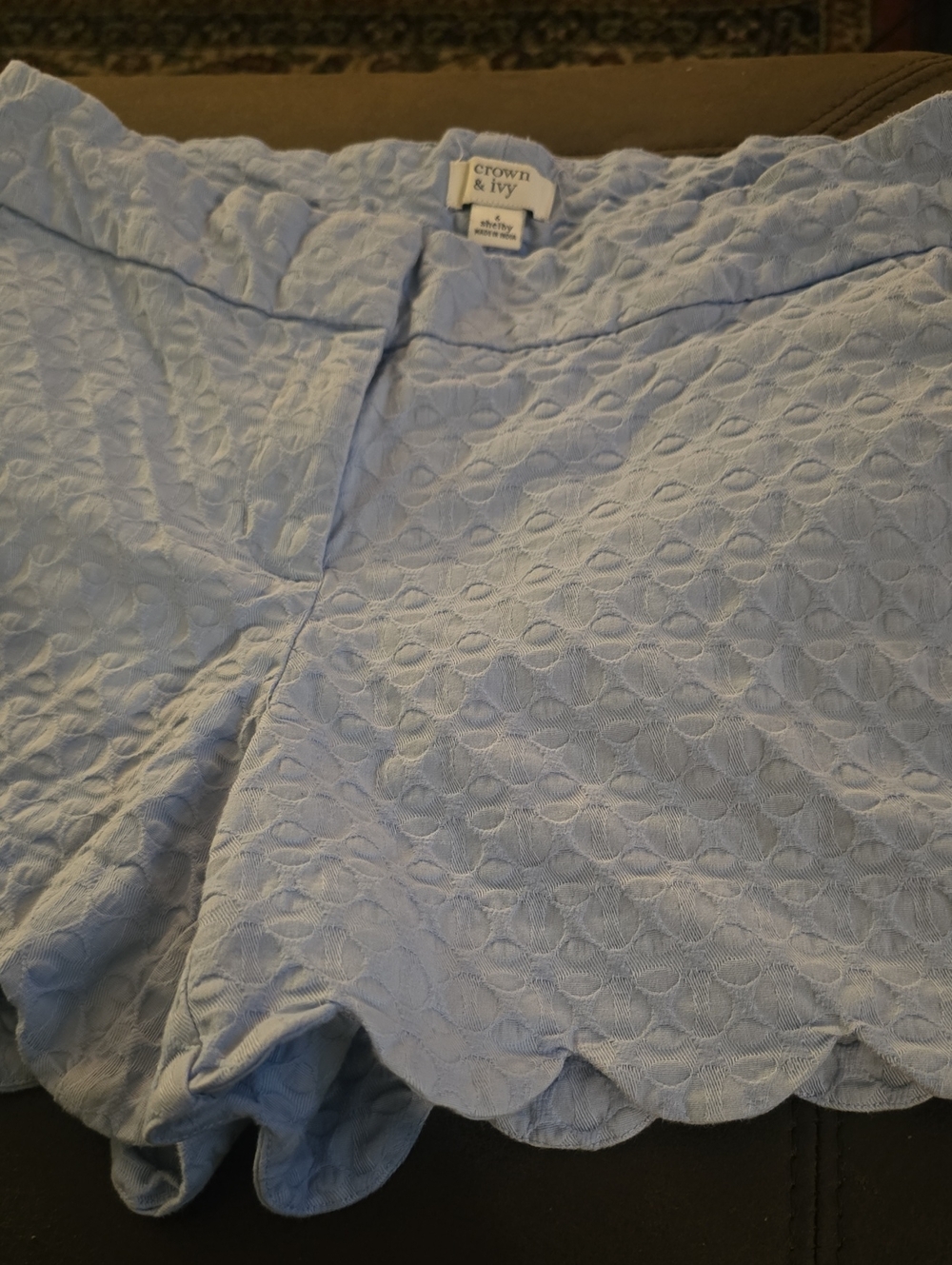 crown & ivy Powder Blue Scalloped Hem Women's Shorts Sz 6